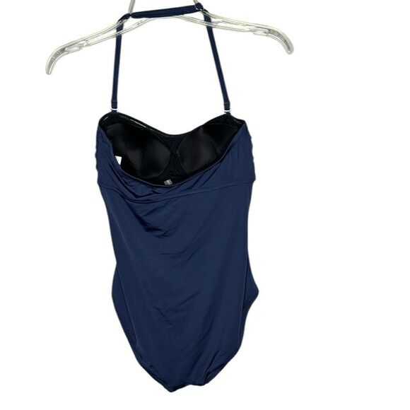 Garnet Hill Ruched Bandeau One Piece Navy bathing Suit. Size 4. - Picture 4 of 9